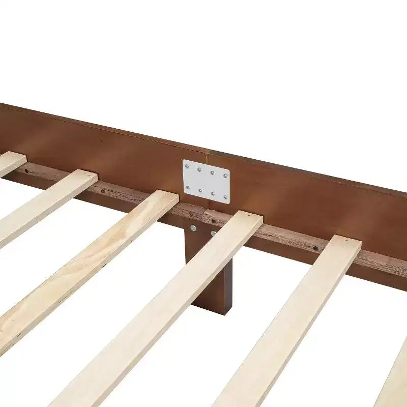 FAMYYT Queen Size Wooden Platform Bed with Natural Rattan Headboard and Wooden Slat Support, Easy Assembly