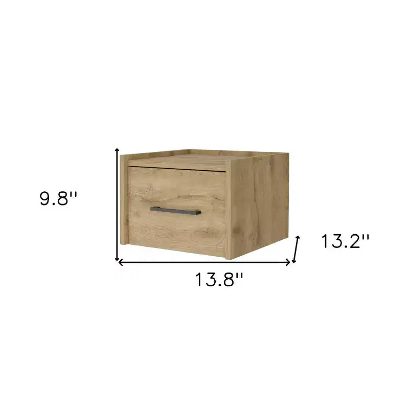 HomeRoots 10 Beige One Drawer Faux Wood Floating Nightstand