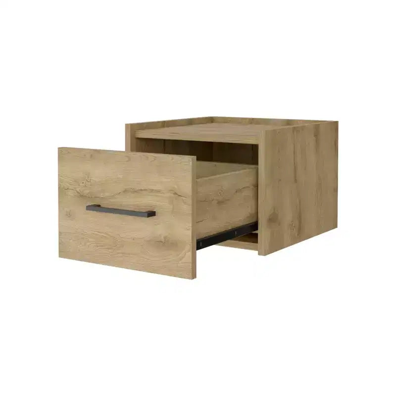 HomeRoots 10 Beige One Drawer Faux Wood Floating Nightstand