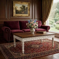 HomeRoots 48 Brown and Ivory Solid Wood Coffee Table
