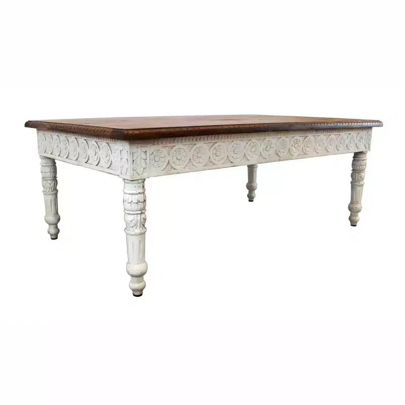 HomeRoots 48 Brown and Ivory Solid Wood Coffee Table