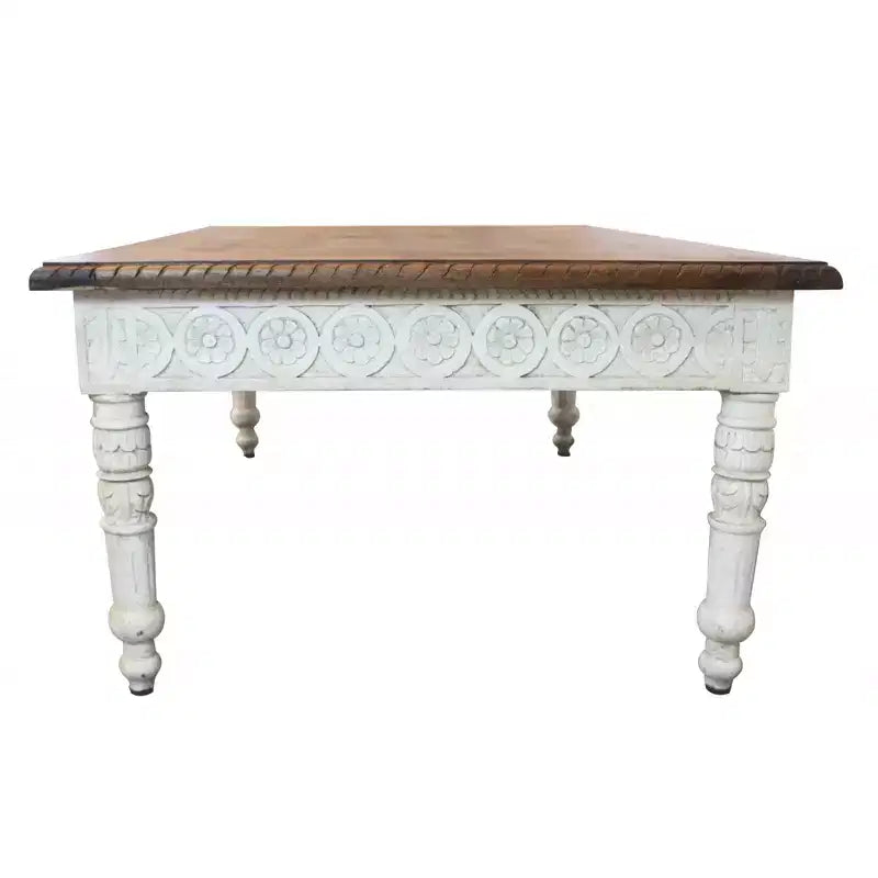 HomeRoots 48 Brown and Ivory Solid Wood Coffee Table