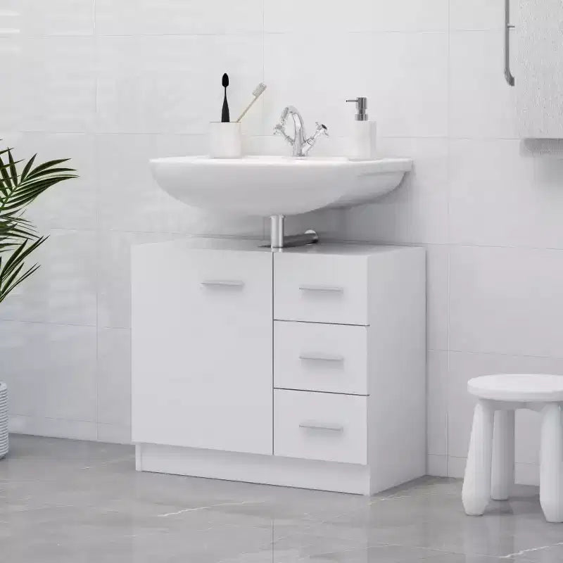 vidaXL Sink Cabinet White Engineered wood Medium Bathroom Sink Cabinet
