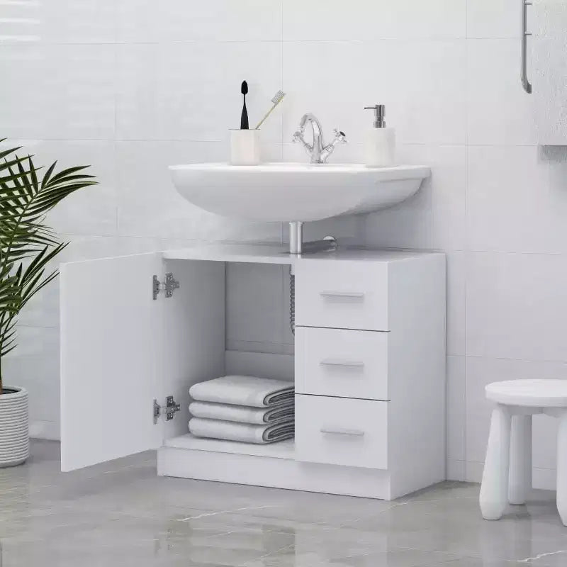 vidaXL Sink Cabinet White Engineered wood Medium Bathroom Sink Cabinet