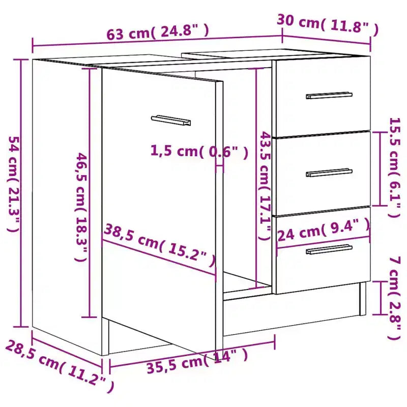 vidaXL Sink Cabinet White Engineered wood Medium Bathroom Sink Cabinet