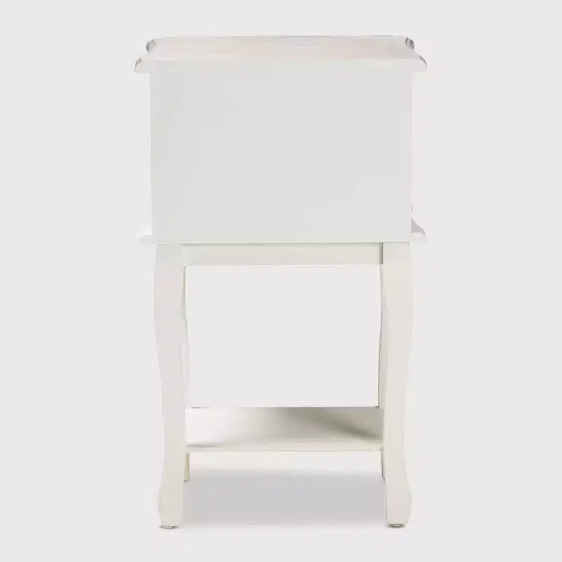 Amalie 2 Drawer Wood Nightstand White/Oak - Baxton Studio: French Provincial Style, Brass Handles, Open Shelf