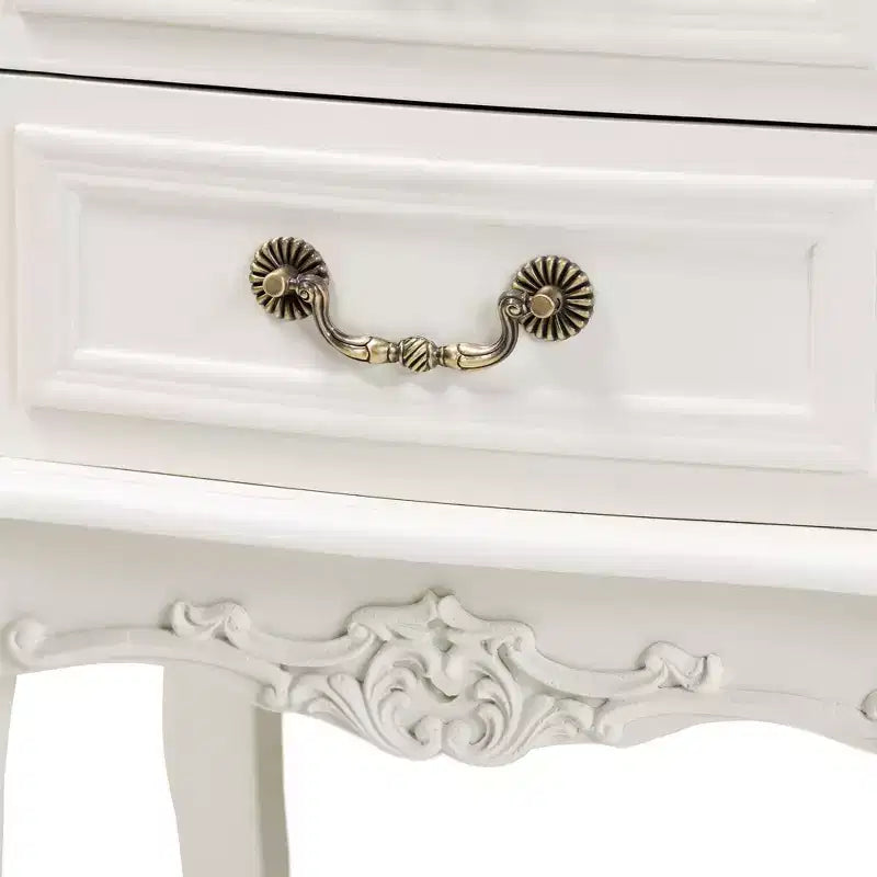 Amalie 2 Drawer Wood Nightstand White/Oak - Baxton Studio: French Provincial Style, Brass Handles, Open Shelf