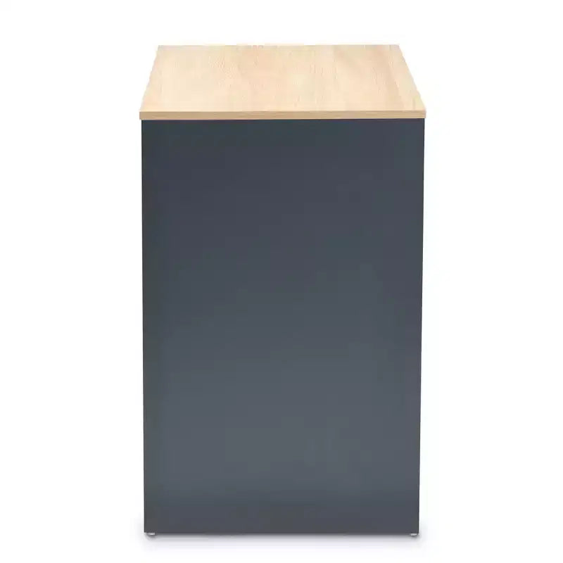 Reed 2 Drawer Wood Computer Desk - Gray/White - Baxton Studio: Contemporary Style, CPU Storage, Home Office Furniture