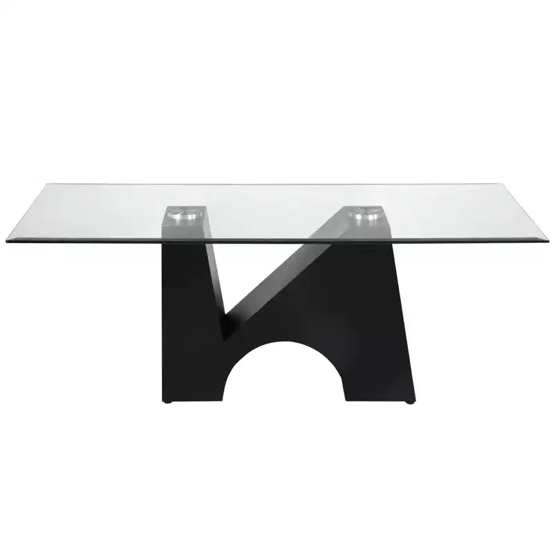 HOMES: Inside + Out Riverpoint Modern Rectangle Coffee Table Clear/Black: Steel Frame, Tempered Glass Top, Beveled Edges