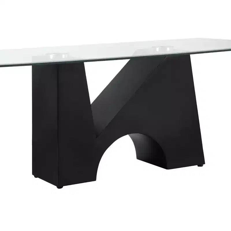 HOMES: Inside + Out Riverpoint Modern Rectangle Coffee Table Clear/Black: Steel Frame, Tempered Glass Top, Beveled Edges