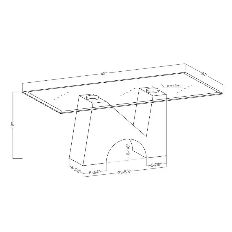 HOMES: Inside + Out Riverpoint Modern Rectangle Coffee Table Clear/Black: Steel Frame, Tempered Glass Top, Beveled Edges