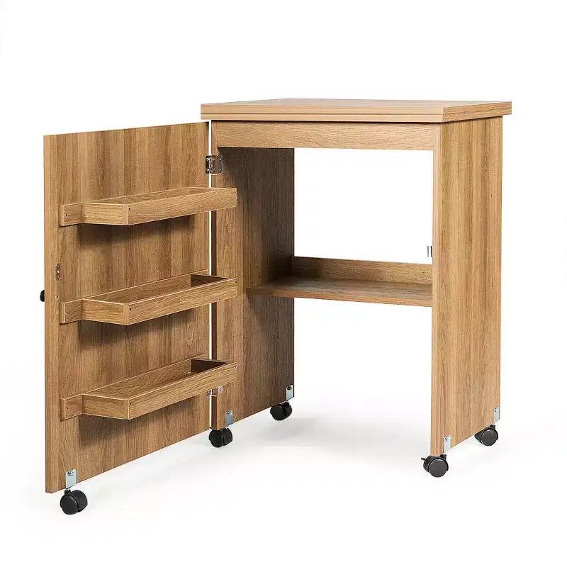 Costway Folding Sewing Craft Table Shelf Storage Cabinet Home Furniture W/Wheels