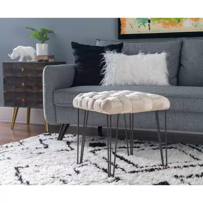 Kylie Square Ottoman Stool - Linon