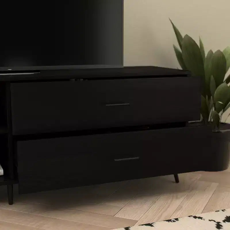 Flash Furniture Nelson 65 Mid Century Modern TV Stand for up to 60 TV's with Adjustable Shelf and Storage Drawers