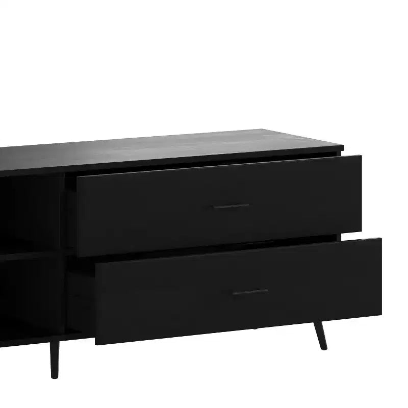 Flash Furniture Nelson 65 Mid Century Modern TV Stand for up to 60 TV's with Adjustable Shelf and Storage Drawers