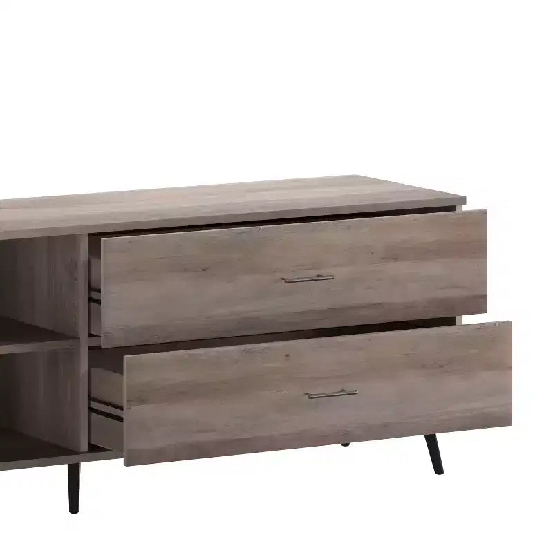 Flash Furniture Nelson 65 Mid Century Modern TV Stand for up to 60 TV's with Adjustable Shelf and Storage Drawers