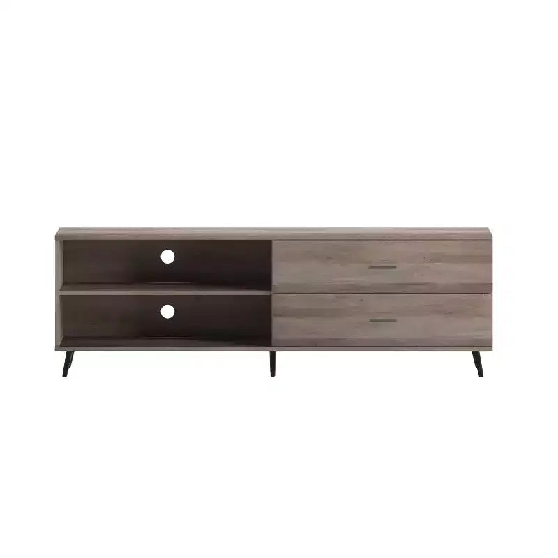 Flash Furniture Nelson 65 Mid Century Modern TV Stand for up to 60 TV's with Adjustable Shelf and Storage Drawers